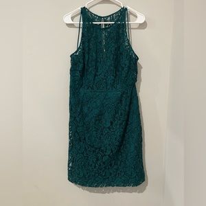 EUC JCrew Leavers Lace Pamela Dress in Green